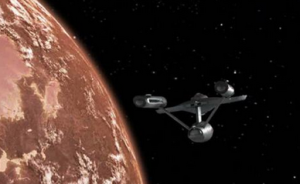 Enterprise in orbit around Ardana. Image courtesy Memory Alpha