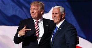 Trump pointing proudly to Pence