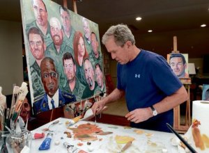 GW Bush in his art studio