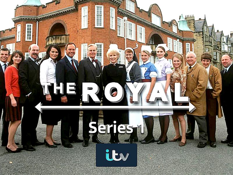 Cast of TV series 'The Royal, in front of the seaside hospital featured in the show 
